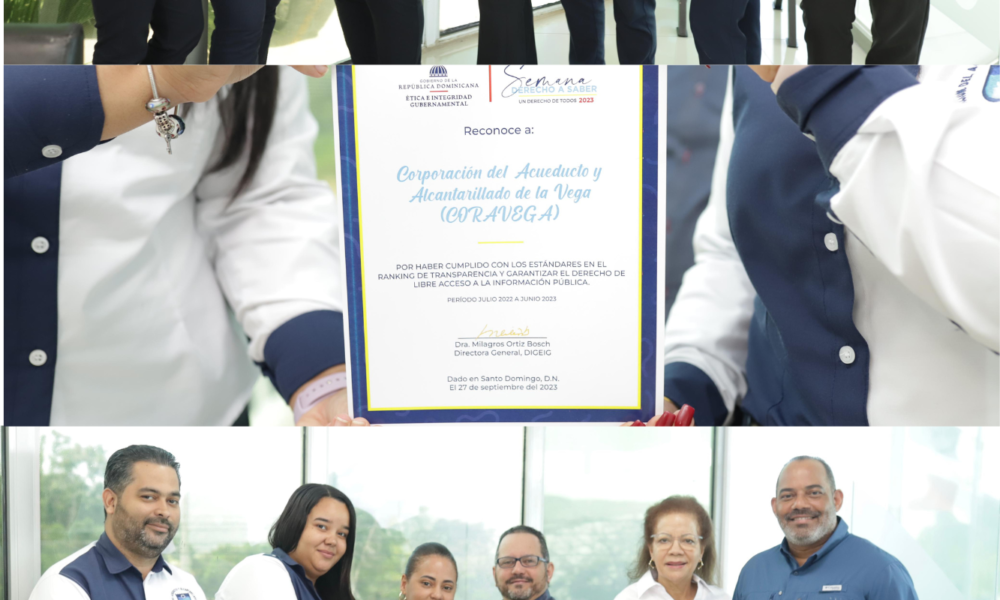 CORAAVEGA recibe reconocimiento de la Dirección General de Ética e Integridad Gubernamental por transparencia en sus procesos